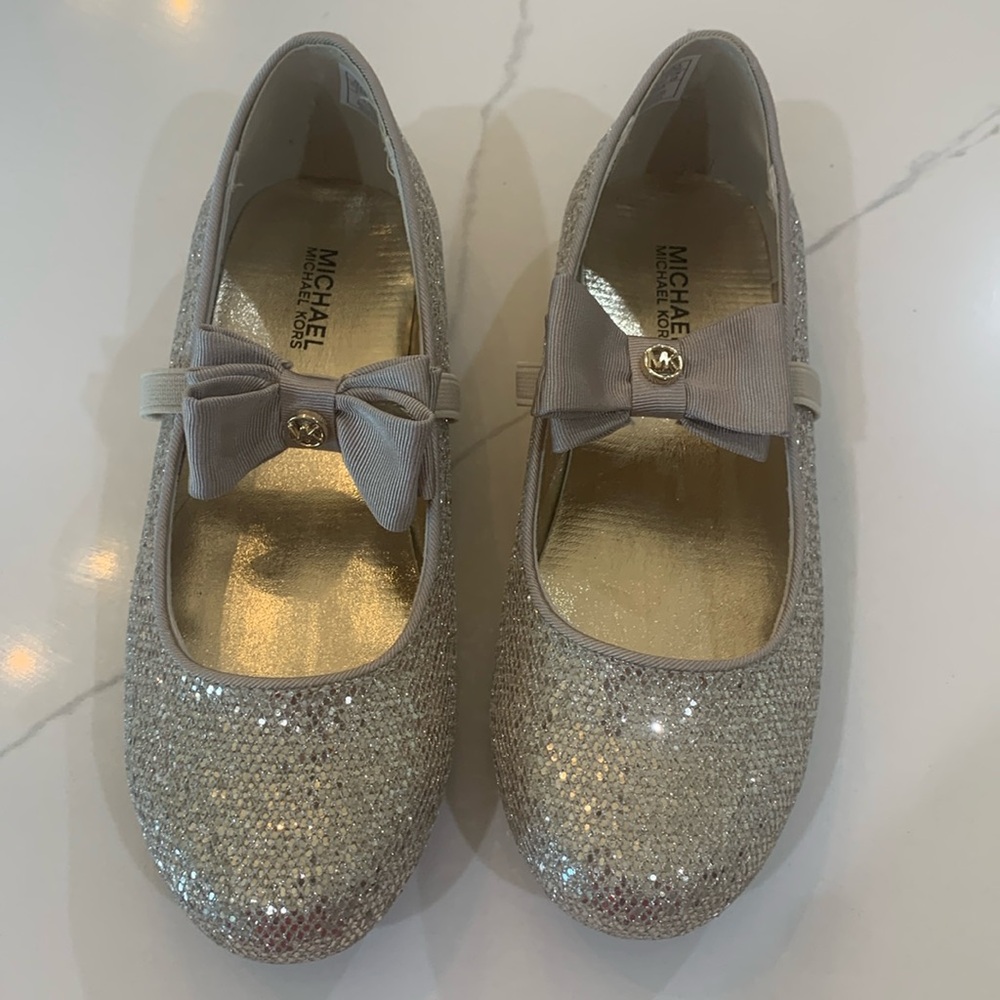 Michael Kors gold sequin ballet flat with strap